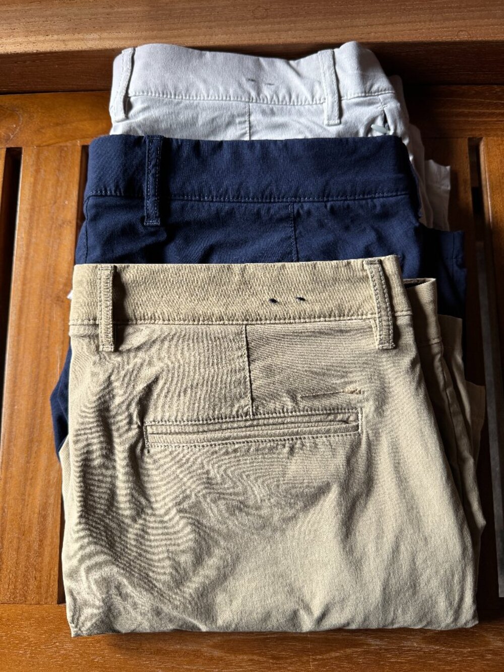 Lot of 3 J.Crew Men’s Tech Shorts – Size 34 – 7” Inseam - Blue, Tan, Khaki